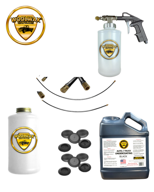 Woolwax Auto & Truck Undercoating kit #1 STRAW (clear) or Black ONE Gallon Kit with PRO GUN & wands