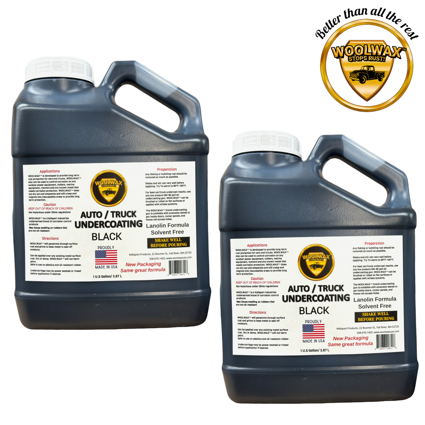 Woolwax Auto & Truck Undercoating kit #2 BLACK (2) Gallon Kit with PRO Gun w/ extension wands
