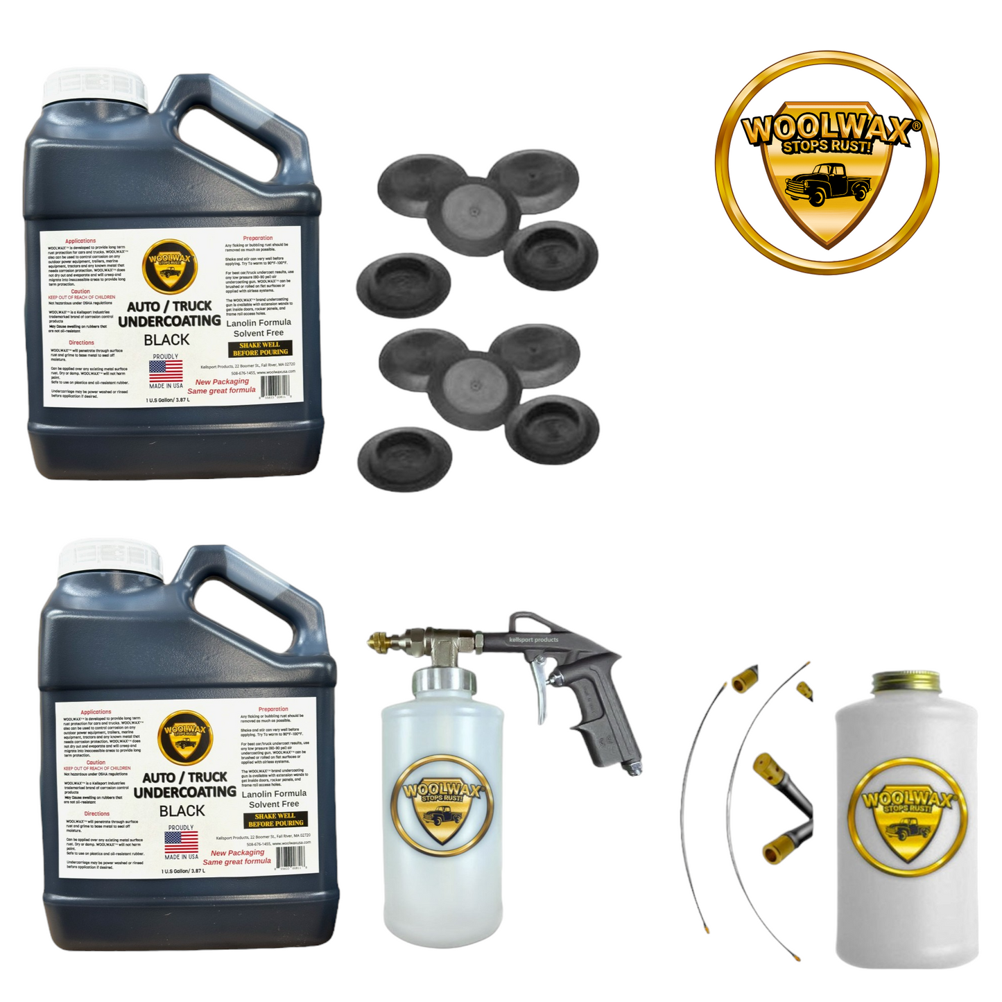 Woolwax  Auto & Truck Undercoating kit #2 BLACK  (2) Gallon Kit with PRO Gun w/ extension wands