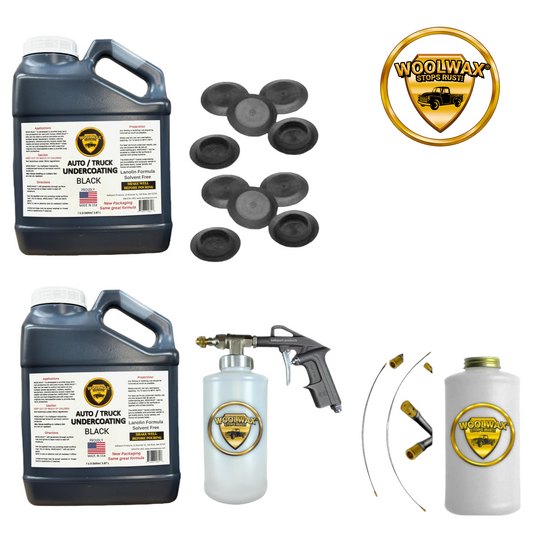 Woolwax Auto & Truck Undercoating kit #2 STRAW or BLACK (2) Gallon Kit with PRO Gun w/ extension wands
