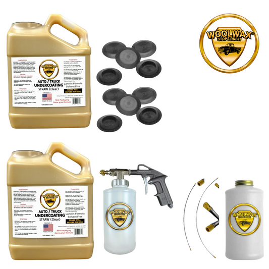 Woolwax Auto & Truck Undercoating kit #2 STRAW or BLACK (2) Gallon Kit with PRO Gun w/ extension wands