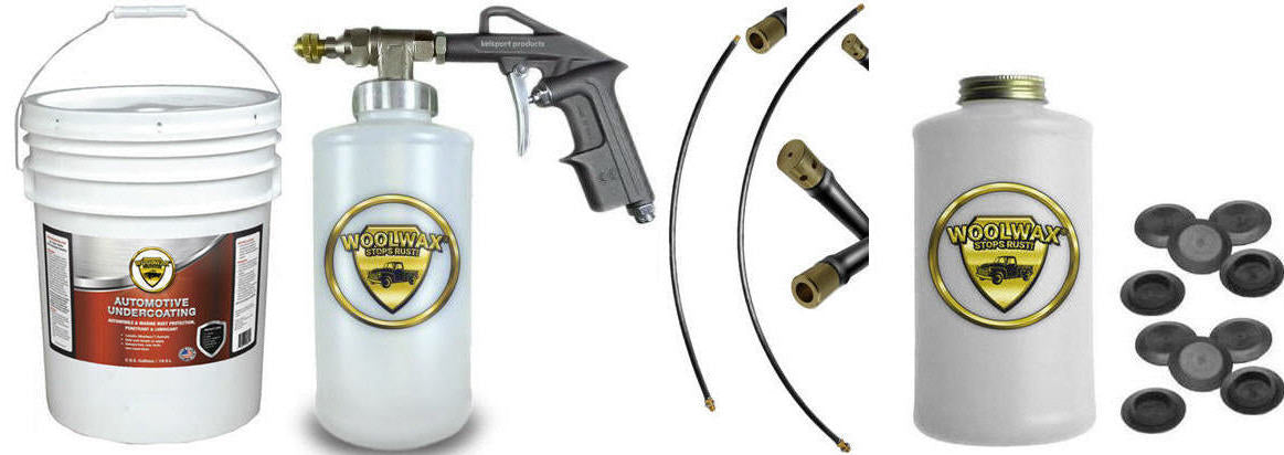 Woolwax Undercoating kit #3 STRAW(clear) or BLACK 5 gallon pail w/ PRO spray Gun & (2) extension wands.