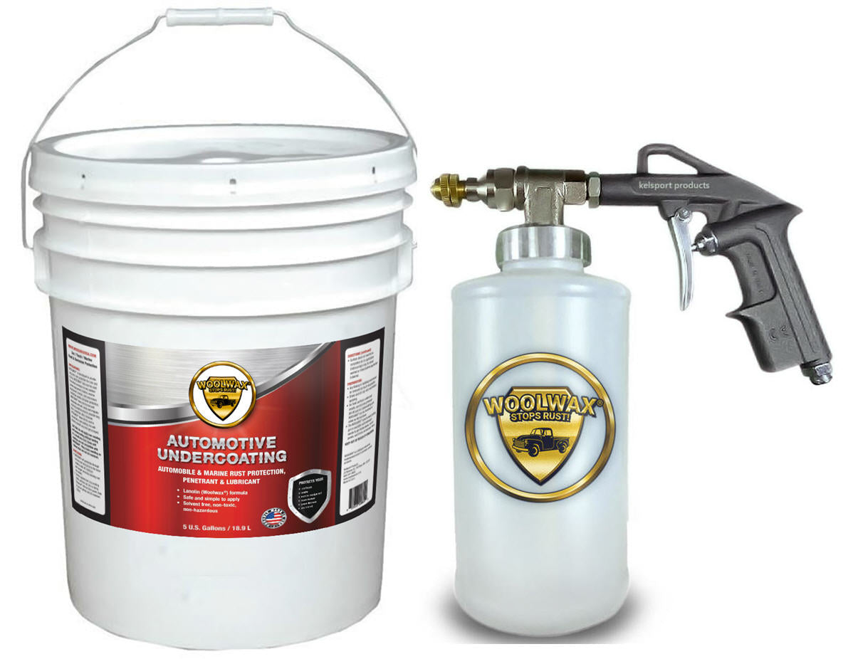 Woolwax Undercoating kit #3 BLACK. 5 gallon pail w/ PRO spray Gun & (2) extension wands.